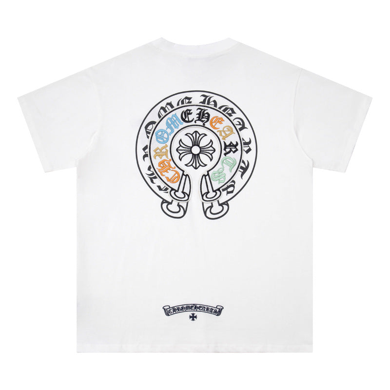 CHH Chrome Heart T Shirts Horseshoe Patch Embroidery Short Sleeve T-Shirt