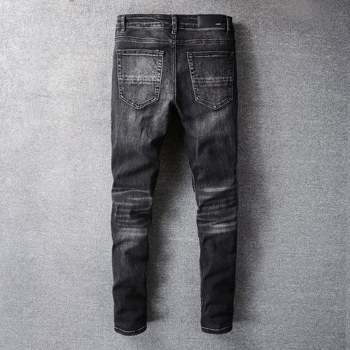 Amiri Jeans Casual Hip Hop Washed Splash-Ink Painted Slim Jeans