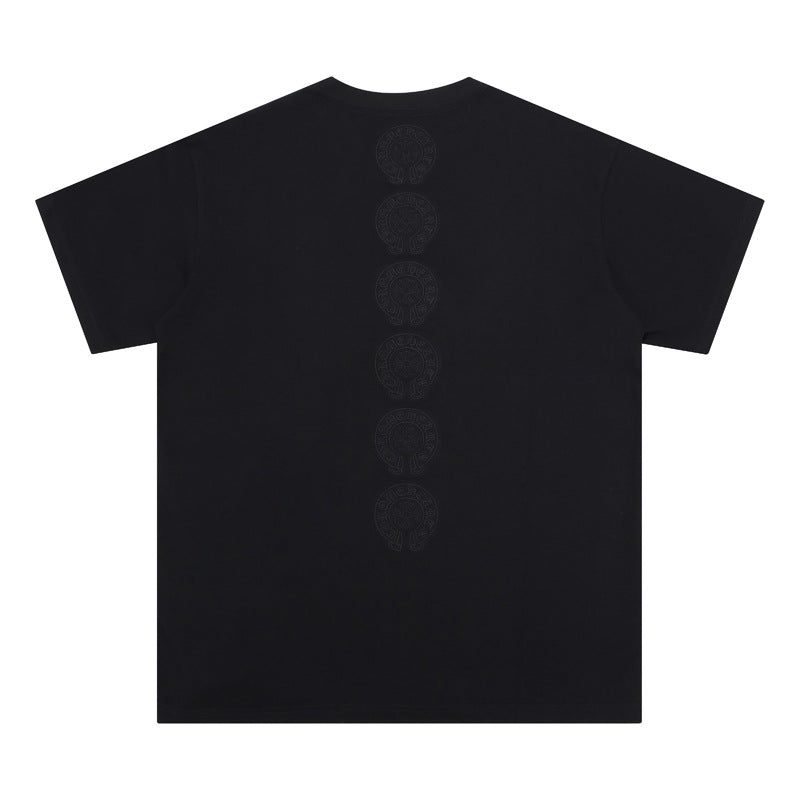 CHH Chrome Heart T Shirts Crowe Cross Print Short Sleeve T-Shirt Loose