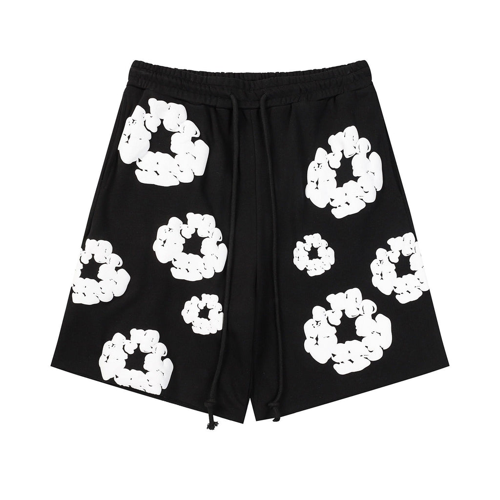 Denim Tears Outfit:T-shirt/Shorts (Separate Purchase Options) Puff Print Short Sleeve T-shirt Loose Couple Shorts Suit