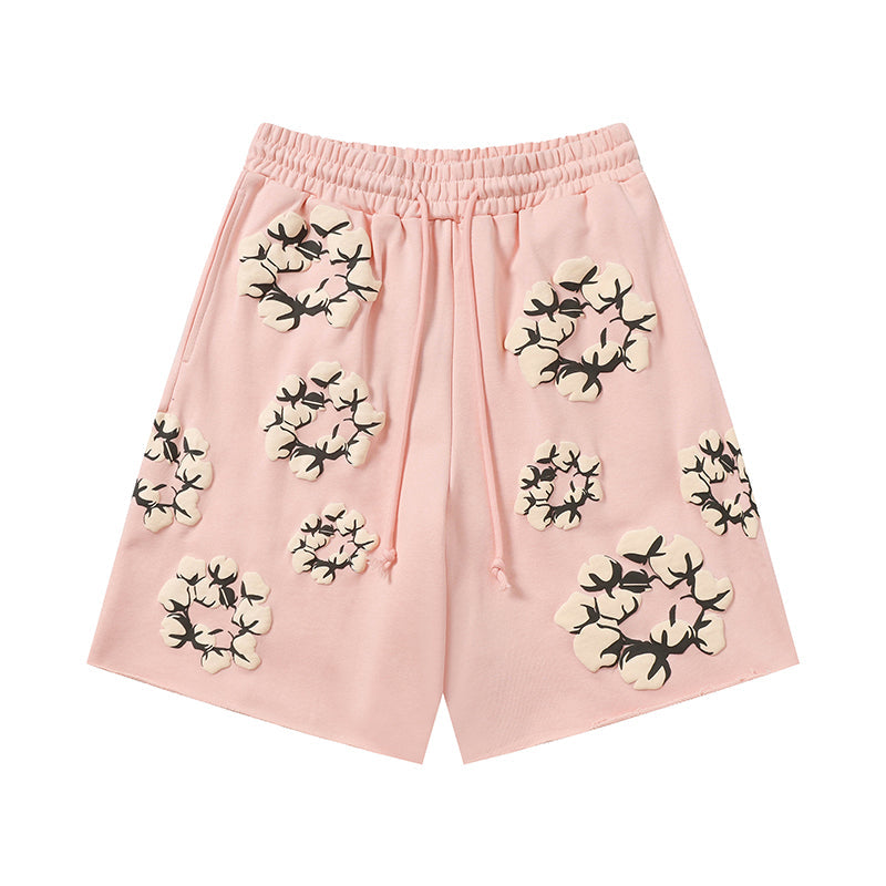 Denim Tears Shorts Yellow floral cotton